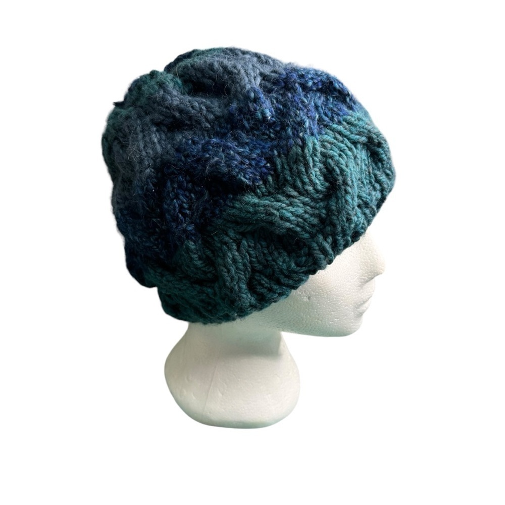 Handcrafted Knit Striped Cable Knit Hat Toque